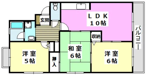 チェリーアベニュー南茨木A棟【3階】の間取り