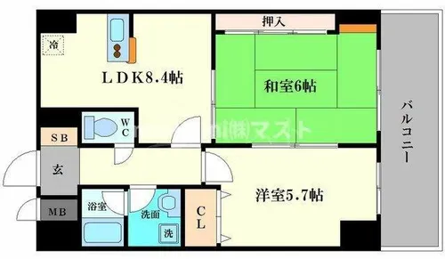 カサパルコ敷津【8階】の間取り