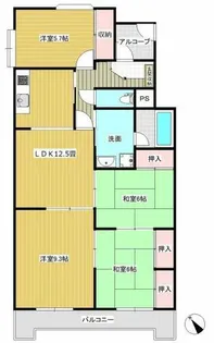 マンションアザレア A棟【2階】の間取り