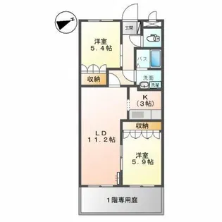 デュエール【1階】の間取り