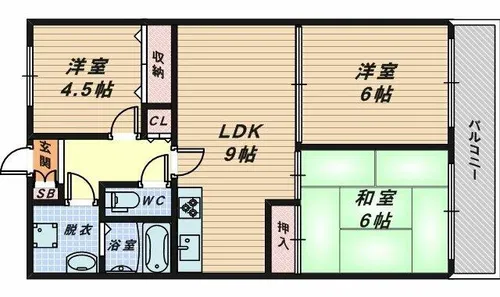パラディアンフレール【2階】の間取り