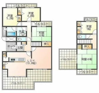エルタウン学園Ⅳ113号棟C棟【4階】の間取り