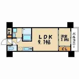 グランプラス谷町【7階】の間取り