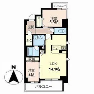 グランブラン南田辺【0501号室】の間取り