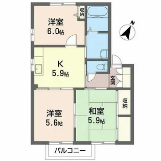 山の手ハイツ3番館【0106号室】の間取り