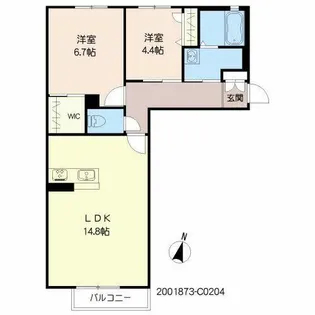 ラフィーネメゾン本町公園 B棟【2階】の間取り