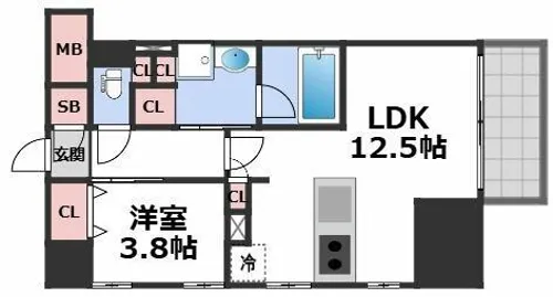 ザ・パークハビオ谷町六丁目クロス【4階】の間取り