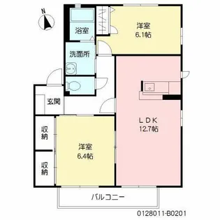 リヴ アヴェニール B棟【B0201号室】の間取り