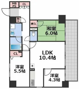 第一玉造マンション【7階】の間取り