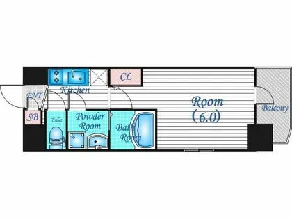 エスリードレジデンス梅田フロント【7階】の間取り