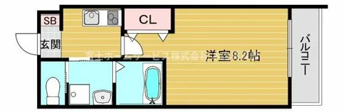 リアコート北田辺【106号室】の間取り