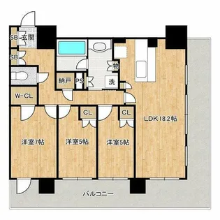 ブランズタワー御堂筋本町【21階】の間取り