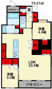 リヴィエール高須アヴェニュー【402号室】の間取り