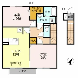 ソレイユ東阿保【2階】の間取り
