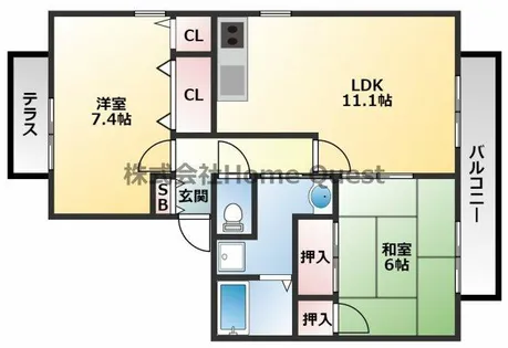 ニューリバーサイド八尾南 D棟【2階】の間取り