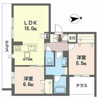 シャーメゾン ハル 水尾【0102号室】の間取り