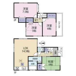 京都府八幡市橋本尻江【一戸建】の間取り