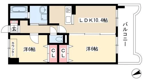 上高畑コーポ丸万【6階】の間取り