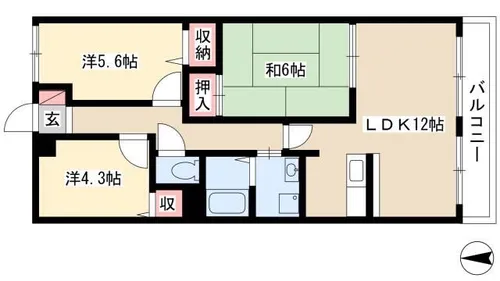 ハイツグリーンガーデン【3階】の間取り