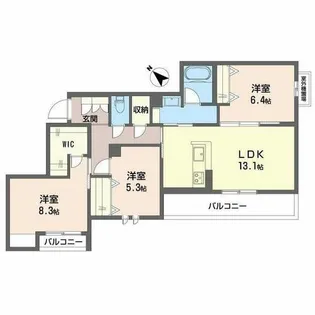 シャーメゾン グラニテ【0303号室】の間取り