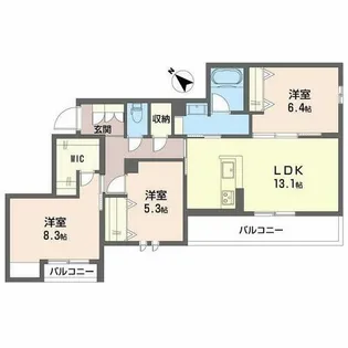 シャーメゾン グラニテ【0203号室】の間取り