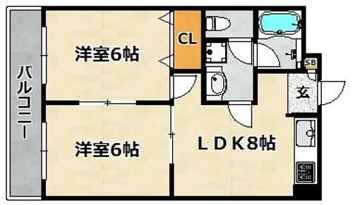 バルミー兵庫Ⅱ【302号室】の間取り