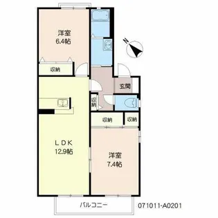 リバーサイド【A0201号室】の間取り