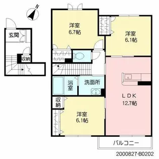 シャーメゾンフィオーレ前原東 B棟【B0202号室】の間取り