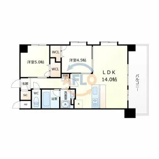 スプランディッド天王寺SOUTH【6階】の間取り