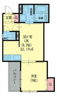 ラモーナ玉出東Ⅱ【301号室】の間取り