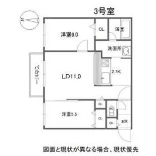 PUDELNOAH学園前【3階】の間取り