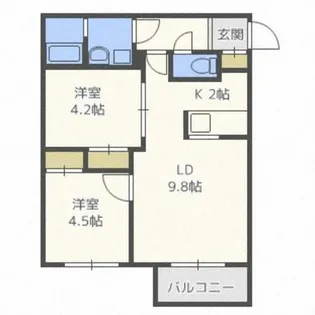 フォルトゥーナ学園前【4階】の間取り