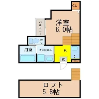 ハーモニーテラス切戸町【102号室】の間取り