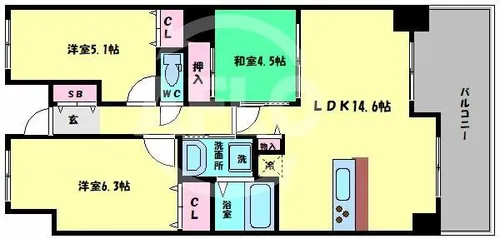 ファミールKOUZTOWER【10階】の間取り