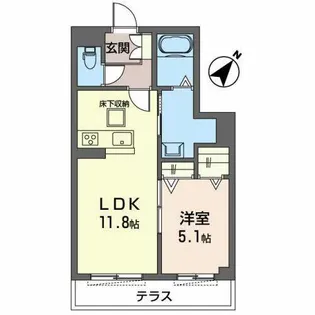 スカイヴィラ聖徳【0103号室】の間取り
