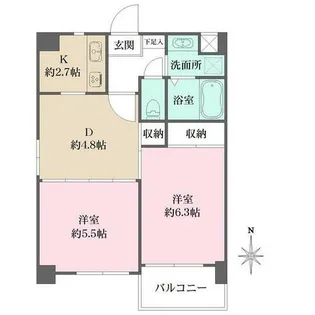 2DKの間取り画像