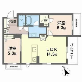 シャーメゾングランデ【0201号室】の間取り