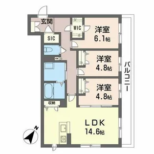 ベレオ広瀬【0203号室】の間取り