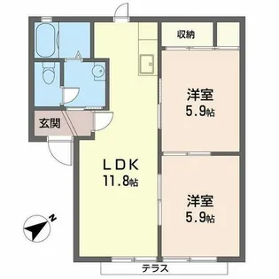 パーミーハイツ【0102号室】の間取り
