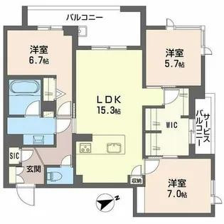アルテーヌ浜寺元町【0210号室】の間取り