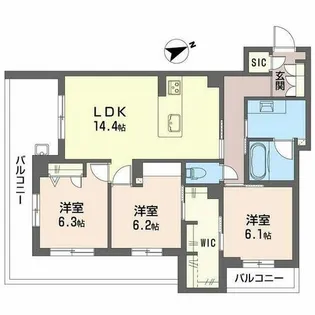 アルテーヌ浜寺元町【0213号室】の間取り