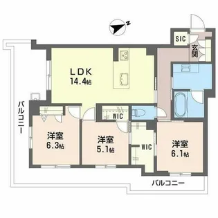 アルテーヌ浜寺元町【0313号室】の間取り