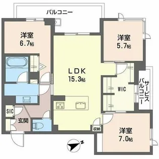 アルテーヌ浜寺元町【0310号室】の間取り