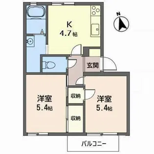 メゾン ウエストメドー【A205号室】の間取り