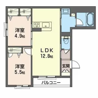 シャーメゾン セレナ ヴィラ 小阪E【0201号室】の間取り