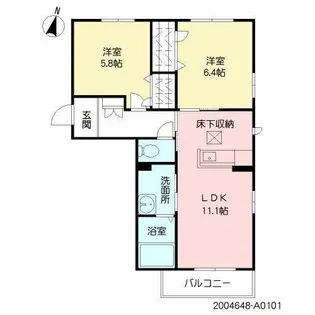 ビューテラス山王 A棟【1階】の間取り