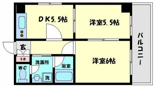 ドエル恵美須【5階】の間取り