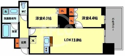 RJR堺筋本町タワー【14階】の間取り