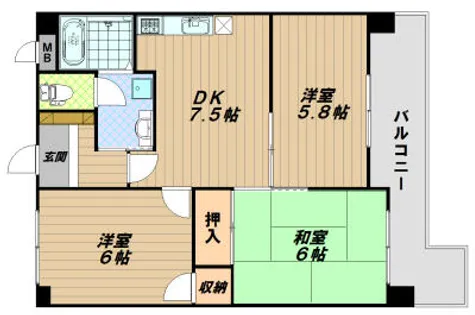 兵庫県明石市野々上1丁目【マンション】の間取り