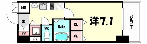 プレサンス神戸裁判所前デリシア【8階】の間取り